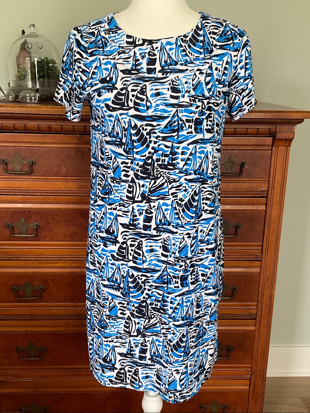 Jude Connally Ella Sailboat Print Dress Size XS Nautical Preppy Coastal Travel